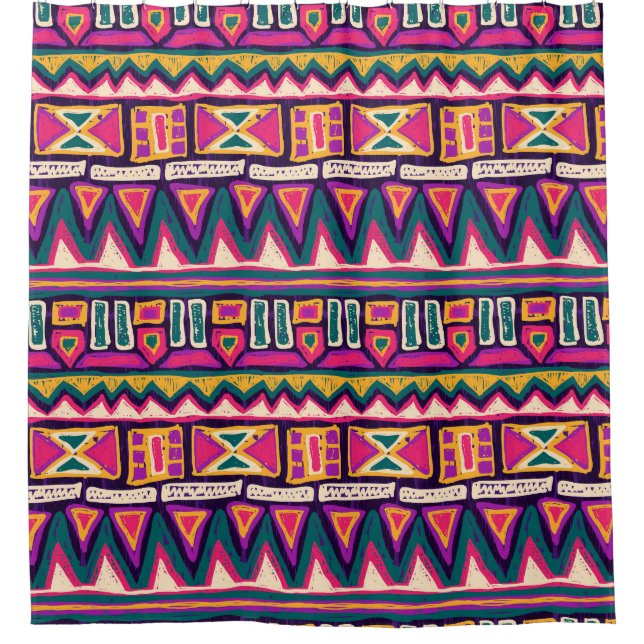 Tribal sketches: hand-drawn aztec pattern. shower curtain (Front)