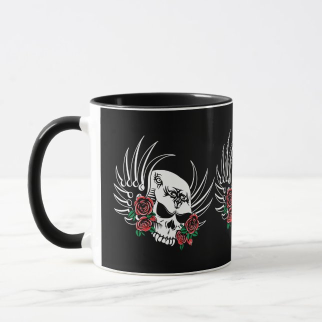 Tribal Skull and Roses Mug (Left)