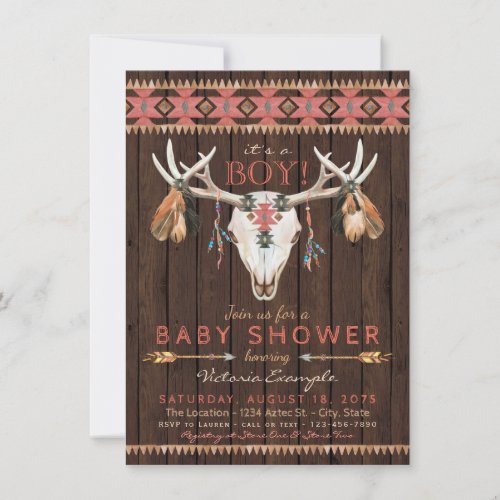 Tribal Skull Baby Shower Invitations