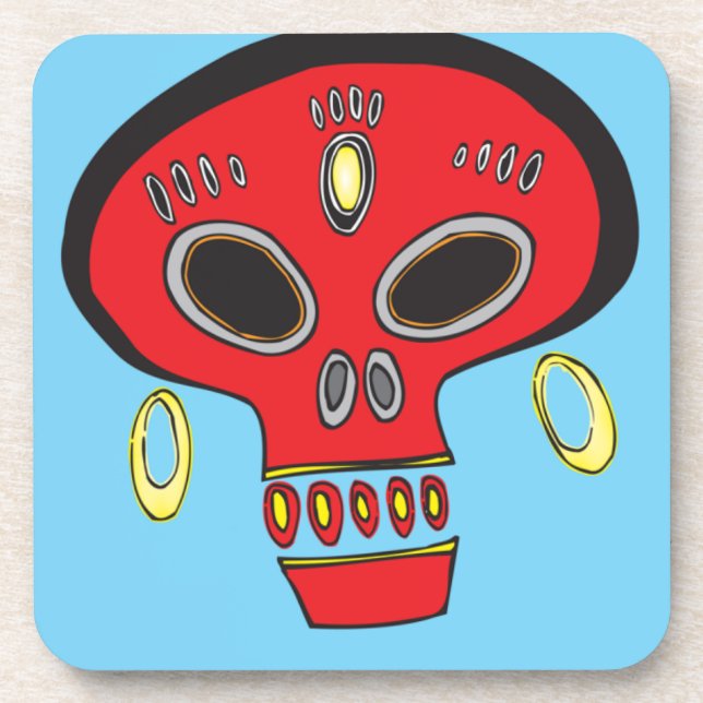 Tribal Skull Beverage Coaster (Front)