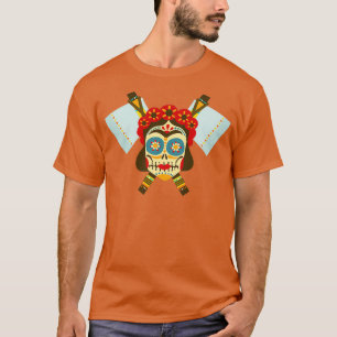 Tribal Skull Dual Axe 16 T-Shirt