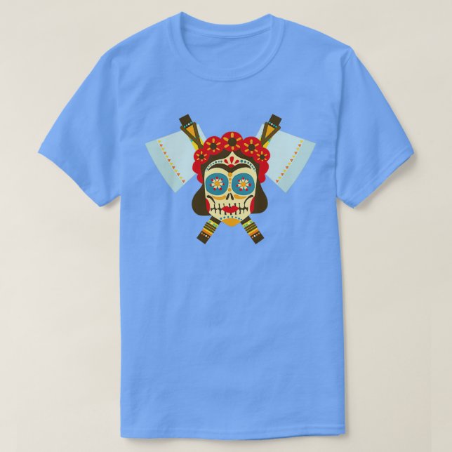 Tribal Skull Dual Axe 9 T-Shirt (Design Front)