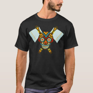 Tribal Skull Dual Axe T-Shirt
