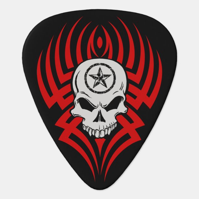 Tribal Skull Guitar Pick (Front)