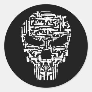 Tribal Skull, Guns and Knives Products Classic Round Sticker