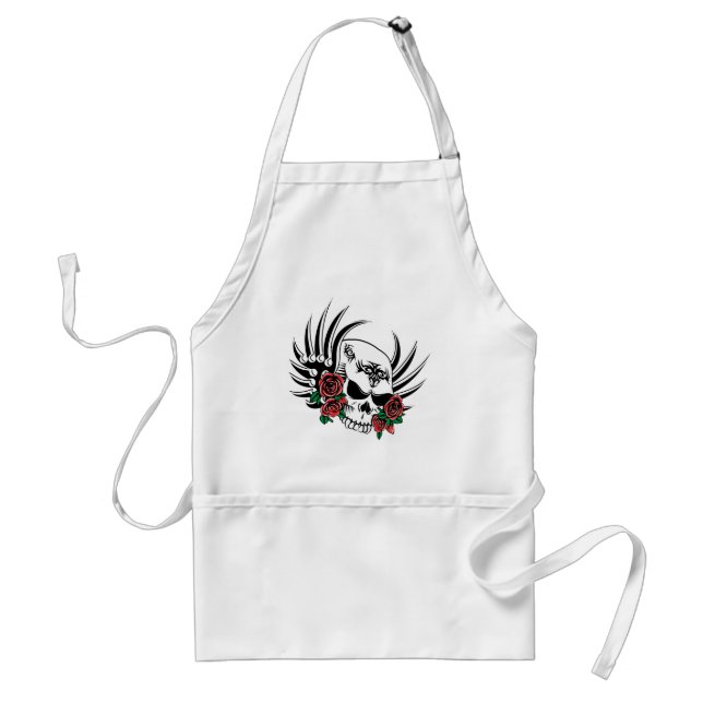 Tribal Skull with Roses Adult Apron (Front)