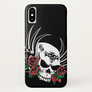 Tribal Skull with Roses iPhone X Case