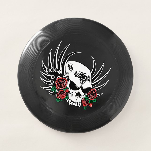 Tribal Skull with Roses Wham-O Frisbee (Front)