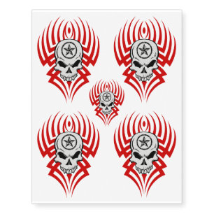 Tribal Skull with Star Temporary Tattoos