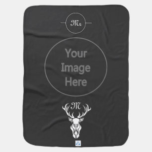 Tribal Snow Stag White Silhouette Baby Blanket