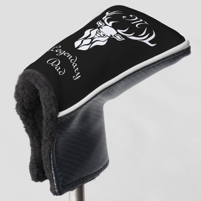 Tribal Snow Stag White Silhouette  Golf Head Cover (3/4 Front)