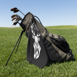 Tribal Snow Stag White Silhouette Golf Towel