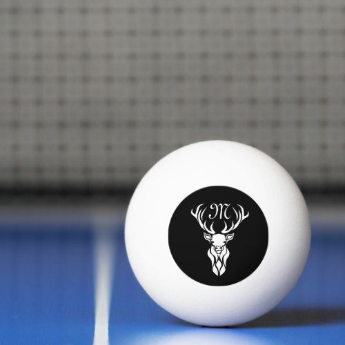 Tribal Snow Stag White Silhouette Ping Pong Ball