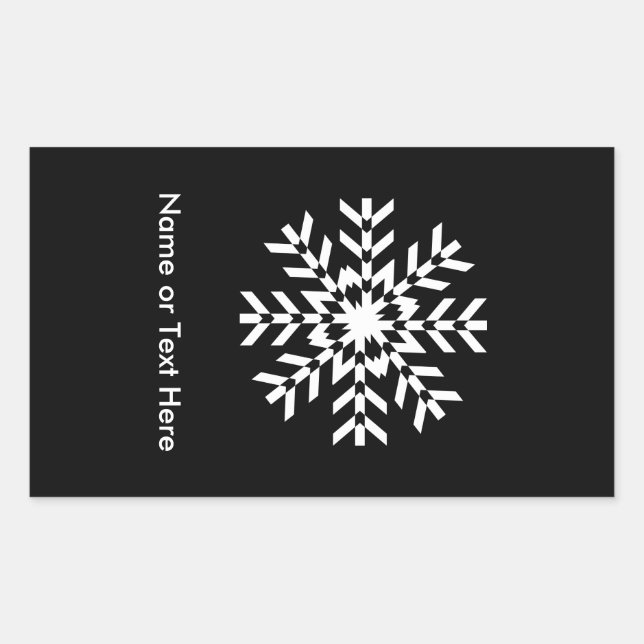 Tribal Snowflake Geometric Christmas Rectangular Sticker (Front)