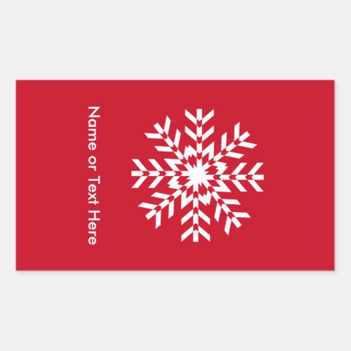 Tribal Snowflake Geometric Christmas Red Rectangular Sticker