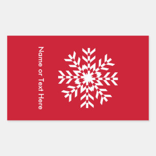 Tribal Snowflake Geometric Christmas Red Rectangular Sticker