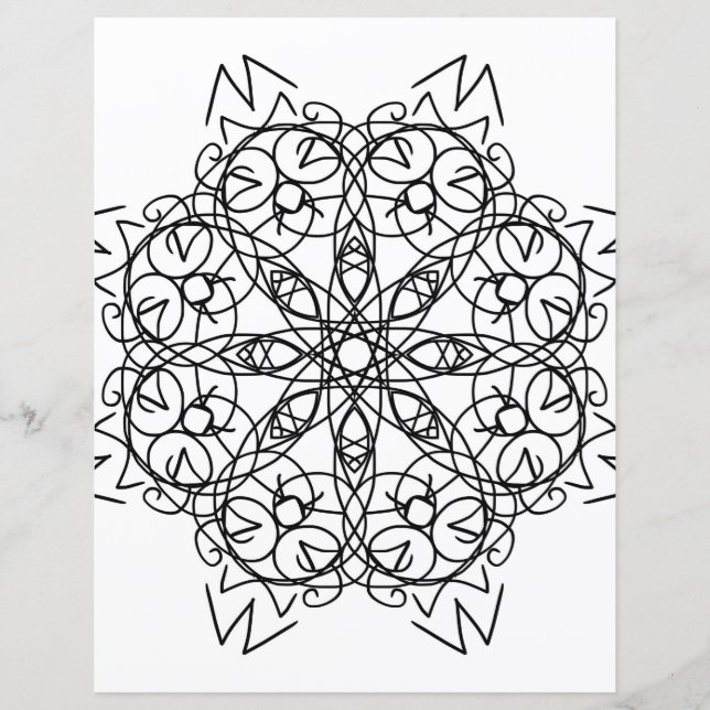 Tribal Snowflake Mandala Coloring Page (Front)