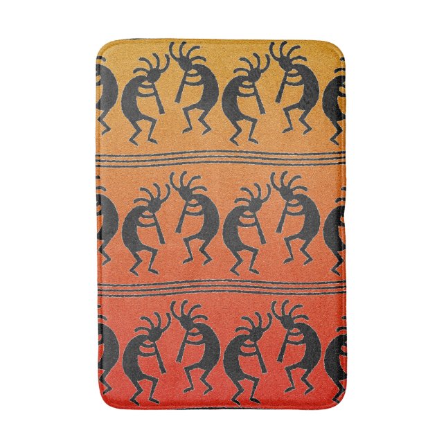Tribal Southwestern Design Kokopelli Bath Mat (Front Vertical)