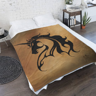 Tribal Stone Unicorn Fleece Blanket