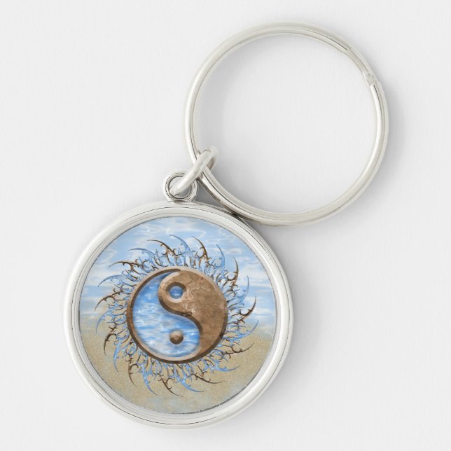 Tribal Stone & Water Yin Yang Keychain (Front)