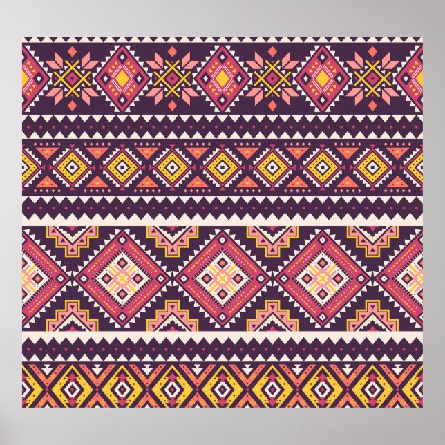 Tribal striped, geometric seamless pattern. poster (Front)
