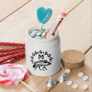 Tribal Striped Hyena Monogram Candy Jar