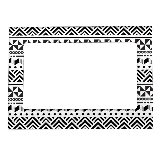 Tribal Stripes Black White Modern Aztec Geometric Magnetic Frame (Front)