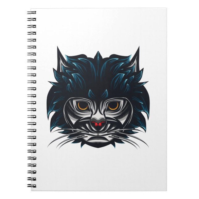 Tribal Style Angry Cat Notebook (Front)