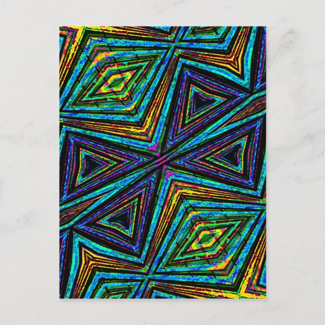 Tribal Style Colorful Geometric Pattern Postcard (Front)