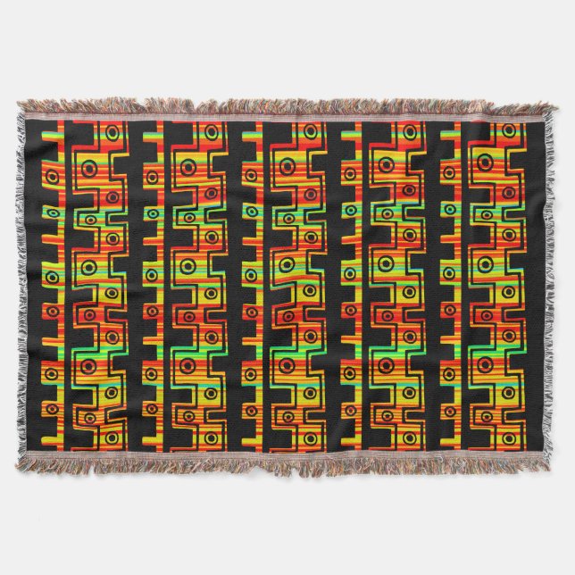 Tribal Style II - Rainbow Streaks 02 Throw Blanket (Front)