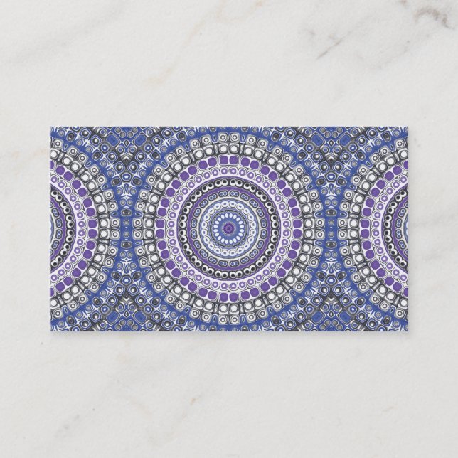 Tribal Style Mandala in Purple and Blue Business Card (Front)