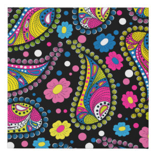Tribal style paisley, seamless ethnic pattern. faux canvas print