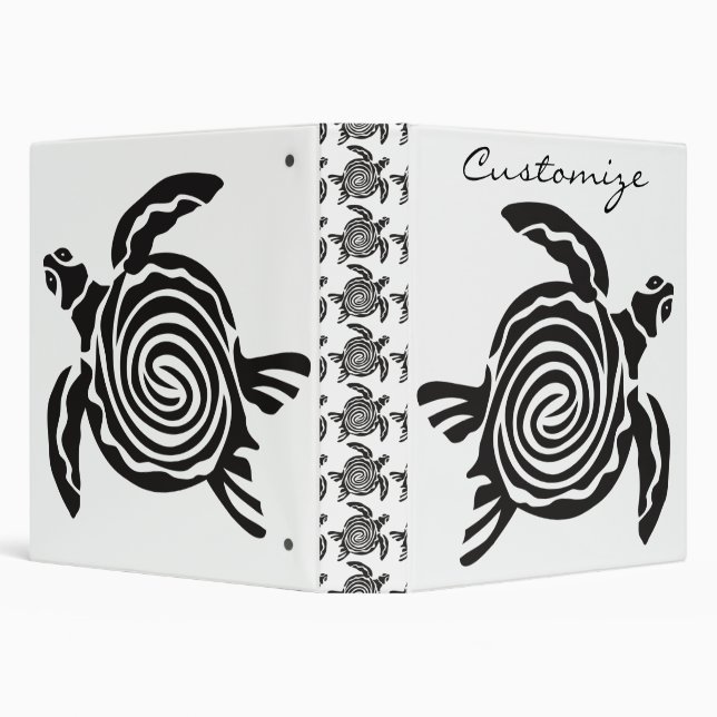 Tribal Style Turtle Thunder_Cove 3 Ring Binder (Background)