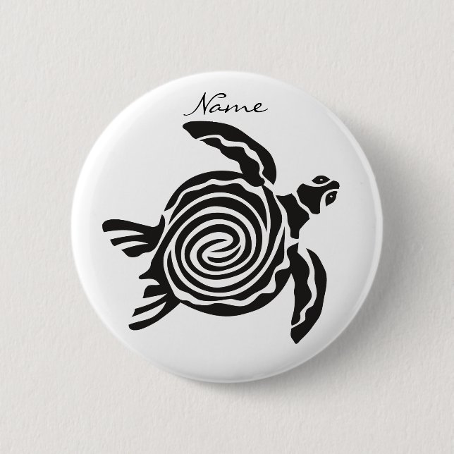 Tribal Style Turtle Thunder_Cove Button (Front)