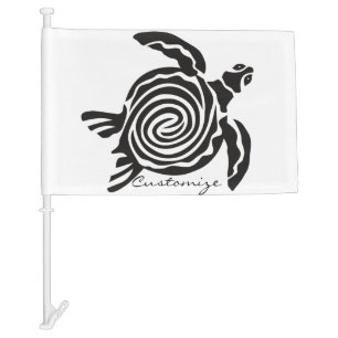 Tribal Style Turtle Thunder_Cove Car Flag