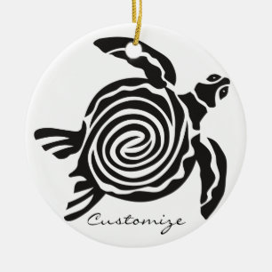 Tribal Style Turtle Thunder_Cove Ceramic Ornament