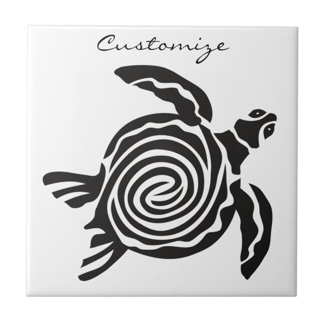 Tribal Style Turtle Thunder_Cove Ceramic Tile (Front)