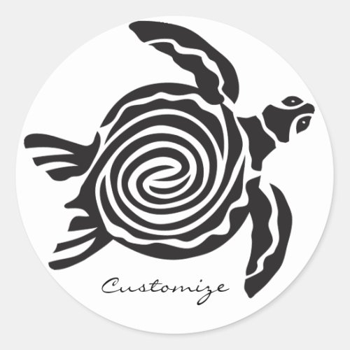 Tribal Style Turtle Thunder_Cove Classic Round Sticker