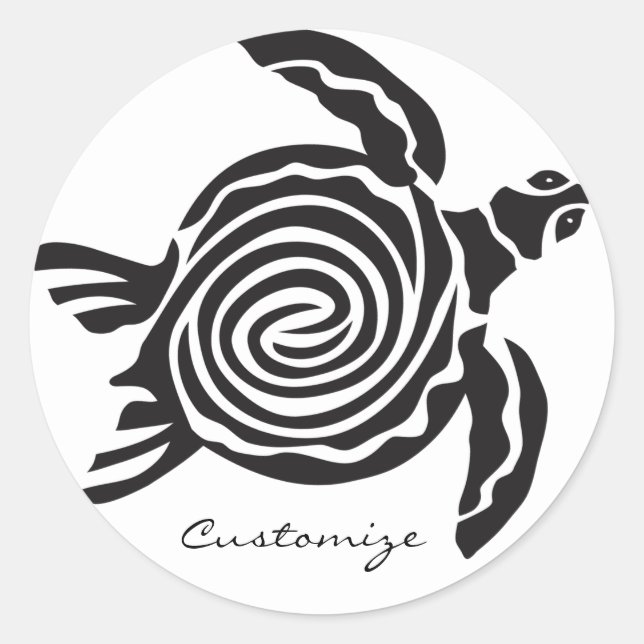 Tribal Style Turtle Thunder_Cove Classic Round Sticker (Front)
