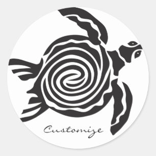 Tribal Style Turtle Thunder_Cove Classic Round Sticker