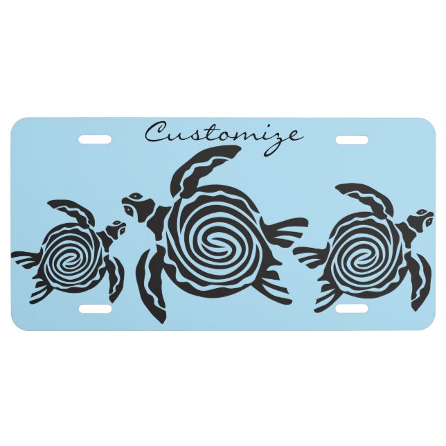 Tribal Style Turtle Thunder_Cove License Plate (Front)
