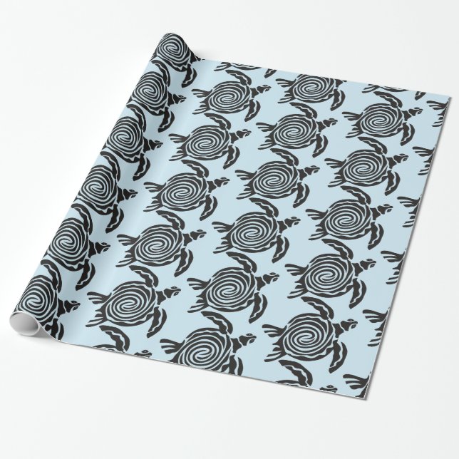 Tribal Style Turtle Thunder_Cove Wrapping Paper (Unrolled)