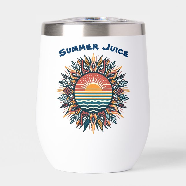 Tribal Summer Sun Thermal Wine Tumbler (Front)