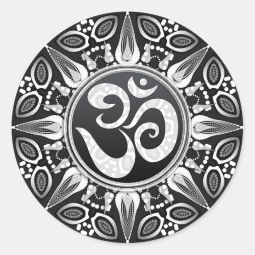 Tribal Sun BlackWhite Om Goa NewAge Sticker