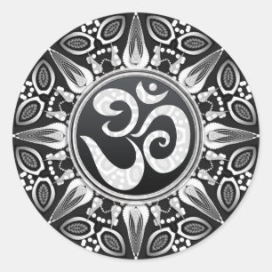 Tribal Sun Black+White Om Goa NewAge Sticker
