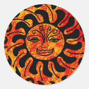 Tribal Sun Classic Round Sticker