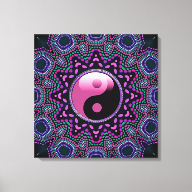 Tribal Sun Pink Yin Yang Wrapped Canvas Print (Front)