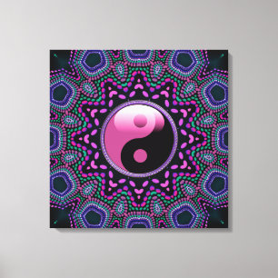 Tribal Sun Pink Yin Yang Wrapped Canvas Print