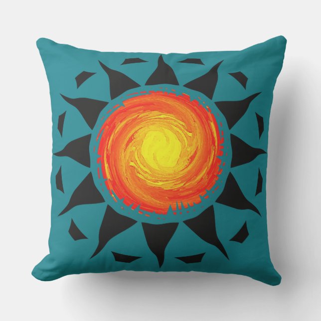Tribal Sun Throw Pillow (Front)