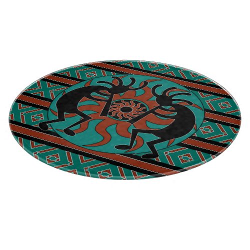Tribal Sun Turquoise Kokopelli Southwest Cutting Board